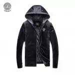 doudoune versace collection homme suede hoodie black